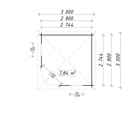 Abri de jardin  Montpellier 28 mm, 3x3 m, 9 m²