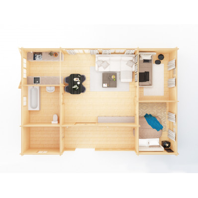 Chalet en bois Marseille 70m² 45mm